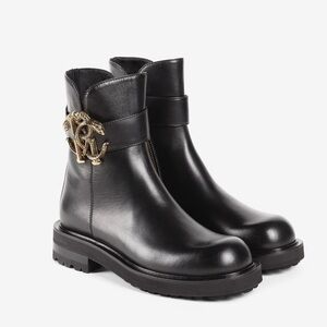Roberto Cavalli Logo-plaque leather boots
